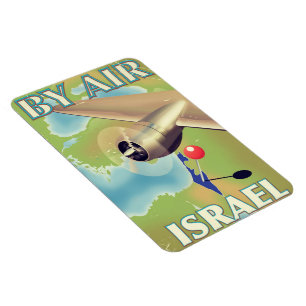 Magnet Flexible Israël Affiche de voyage vintage par avion