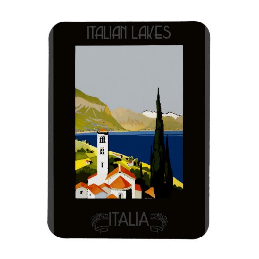 Magnet Flexible Italie Lac Retro Poster Vintage voyage (Vertical)