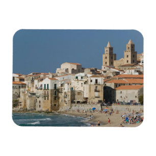 Magnet Flexible Italie, Sicile, Cefalu, vue de la ville avec le Du