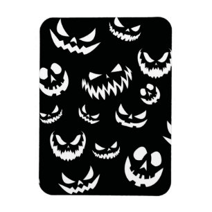 Magnet Flexible Jack-o'-lantern face Citrouille noir et blanc
