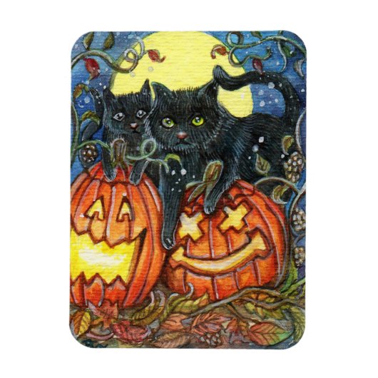 Magnet Flexible Jack-O'Lantern et Chats noirs (Vertical)