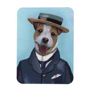 Magnet Flexible Jack Russell dans le chapeau en paille