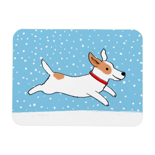 Magnet Flexible Jack Russell Terrier - Joyeux Chien d'hiver (Horizontal)