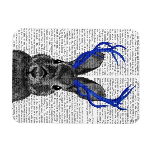 Magnet Flexible Jackalope avec Antlers Bleus (Horizontal)