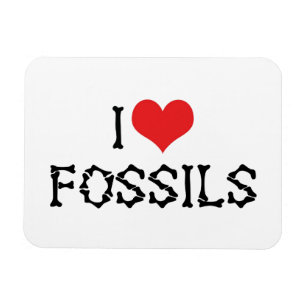 Magnet Flexible J'adore les fossiles de cœur - Chasseur de fossile