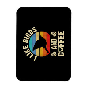 Magnet Flexible J'aime Birds & Coffee Funny vintage Birds thème lo
