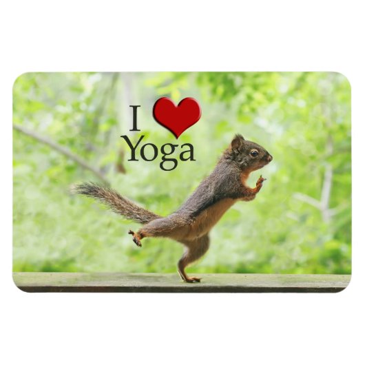 Magnet Flexible J'Aime L'écureuil de Yoga (Horizontal)