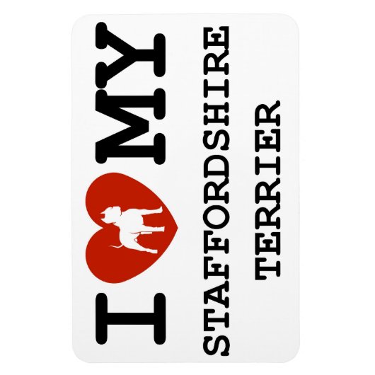 Magnet Flexible j'aime mon aimant terrier staffordshire (Vertical)