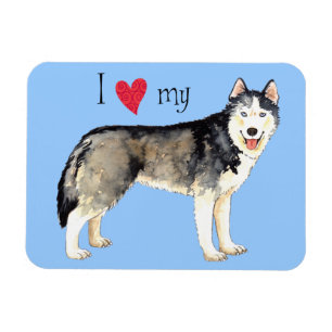 Magnet Flexible J'aime mon chien de traîneau