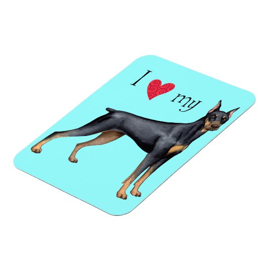 Magnet Flexible J'aime mon Doberman (Côté Gauche)