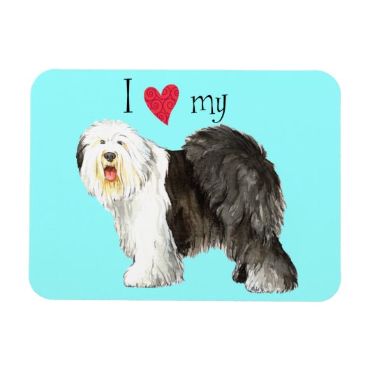 Magnet Flexible J'aime mon vieux chien anglais (Horizontal)