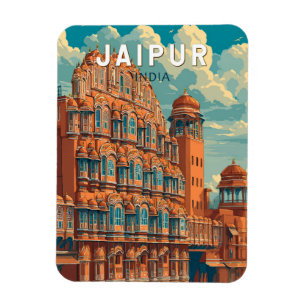 Magnet Flexible Jaipur Inde Illustration Voyage Art Vintage