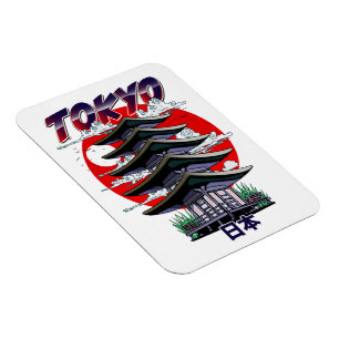 Magnet Flexible japon, terre du soleil levant logo de temple aiman