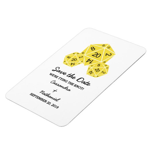 Magnet Flexible Jaune D20 dés Enregistrer l'aimant de date (Côté Gauche)