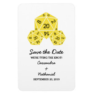Magnet Flexible Jaune D20 dés Enregistrer l'aimant de date