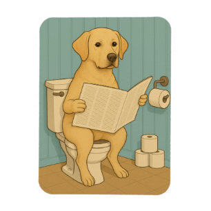 Magnet Flexible Jaune Labrador Lecture journal sur Toilet