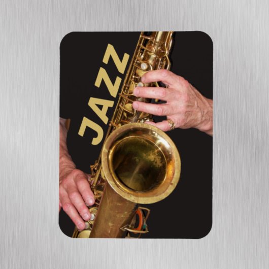 Magnet Flexible Jazzman Jouer Du Saxophone Or