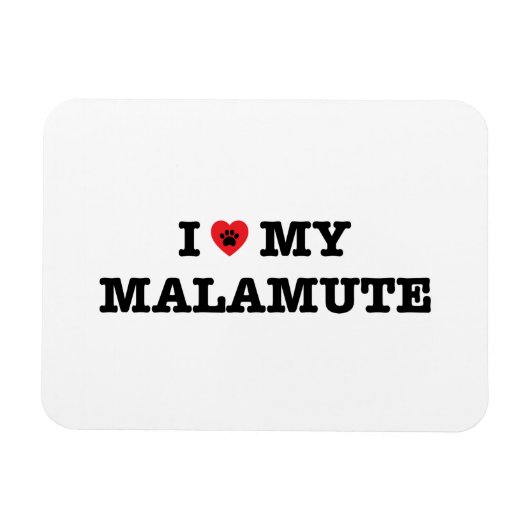 Magnet Flexible J'Coeur Mon Malamute (Horizontal)