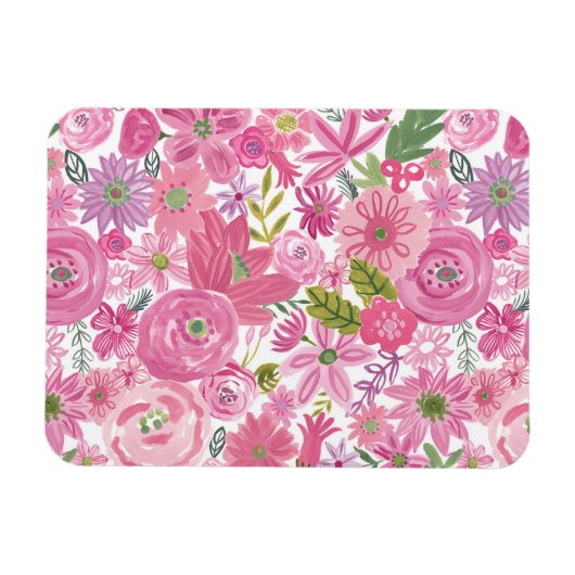 Magnet Flexible Je fais Pink Aquarelle Motif Floral (Horizontal)