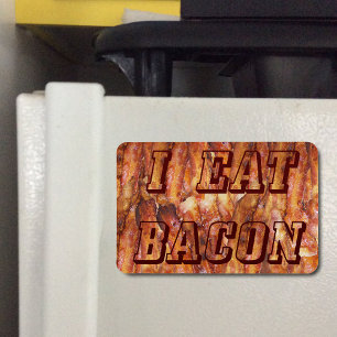 Magnet Flexible Je mange du texte Bacon avec Arrière - plan