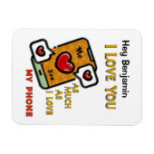 Magnet Flexible Je t'aime comme mon téléphone Saint Valentin (Horizontal)