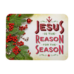 Magnet Flexible Jésus est la raison de la saison avec le houx