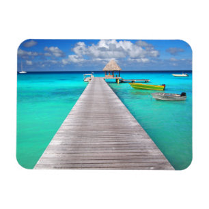 Magnet Flexible Jetty avec des bateaux dans un lagon tropical
