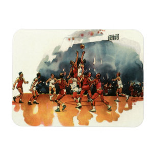 Magnet Flexible Jeu De Basket-Ball Vintage, Joueur De Basket-Ball