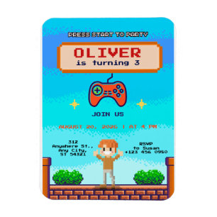 Magnet Flexible Jeu vidéo cool Invitation de fête d'anniversaire p