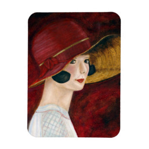 Magnet Flexible Jeune fille des années folles en Casquette rouge 1