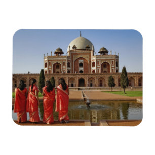 Magnet Flexible Jeunes Indiennes et tombeau d'Humayun, Delhi,