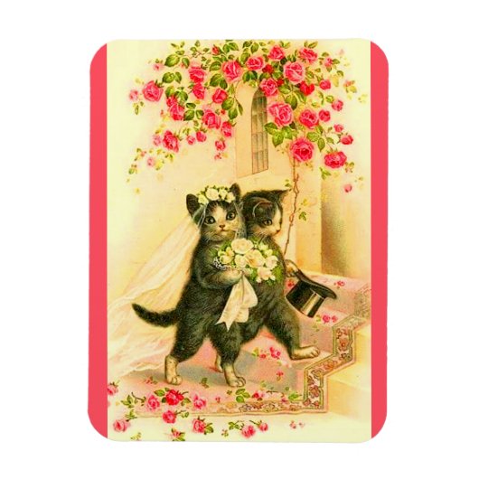Magnet Flexible Jeunes mariés avec chaton (Vertical)