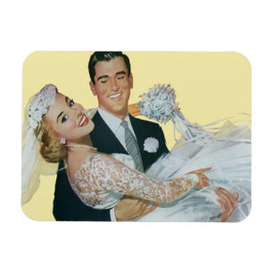 Magnet Flexible Jeunes mariés de mariage vintage, heureuse mariée