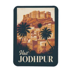 Magnet Flexible Jodhpur Inde Illustration Voyage Art Vintage