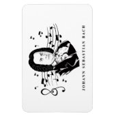 Magnet Flexible Johann Sebastian Bach Portrait et buste avec notes (Vertical)