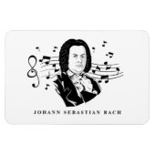 Magnet Flexible Johann Sebastian Bach Portrait et buste avec notes (Horizontal)