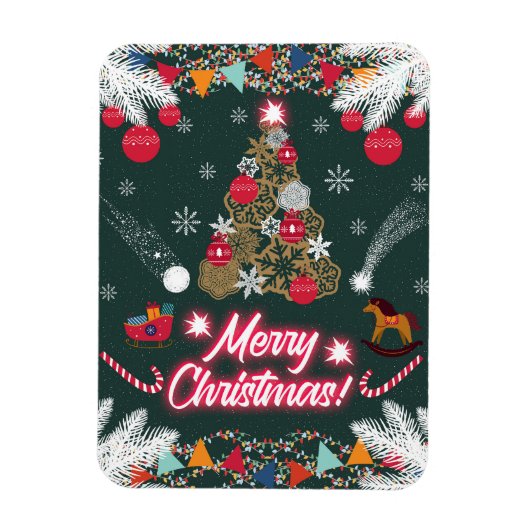 Magnet Flexible Joie à feuillage persistant de Noël (Vertical)
