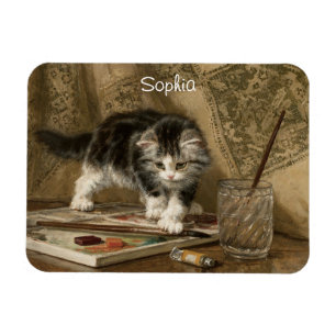 Magnet Flexible Joli Art de Chat Vintage, Nom