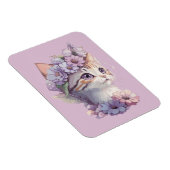 Magnet Flexible Joli Chat Aquarelle Violette avec Flore (Côté Droit)