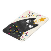 Magnet Flexible Joli chat avec lumières et étoile de Noël (Côté Gauche)