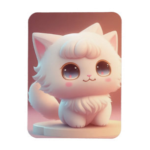 Magnet Flexible Joli Chat Blanc aux Gros Yeux Mignons
