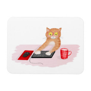 Magnet Flexible Joli chat surfant sur internet sur un aimant d'ord