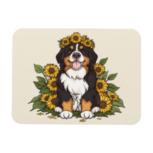 Magnet Flexible Joli chien de montagne bernois portant une couronn