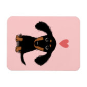 Magnet Flexible Joli chiot teckel à poils longs avec cœur (Horizontal)
