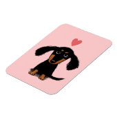 Magnet Flexible Joli chiot teckel à poils longs avec cœur (Côté Gauche)