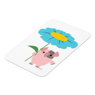 Magnet Flexible Joli Cochon De Cartoon Avec Cadeau (Bleu) Aimant F