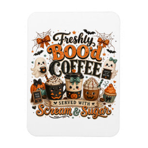 Magnet Flexible Joli Fantôme de Café Amoureux Halloween Épouvantab