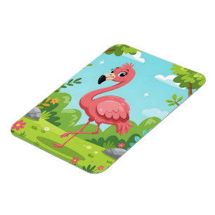 Magnet Flexible Joli flamant rose vif dans le jardin
