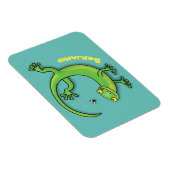 Magnet Flexible Joli gecko vert salutations avec dessin animé (Côté Droit)