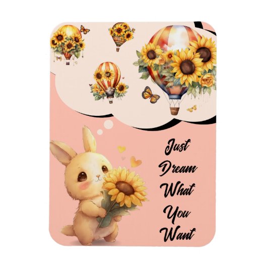 Magnet Flexible Joli Lapin Avec Tournesol Flexible Aimant Photo (Vertical)